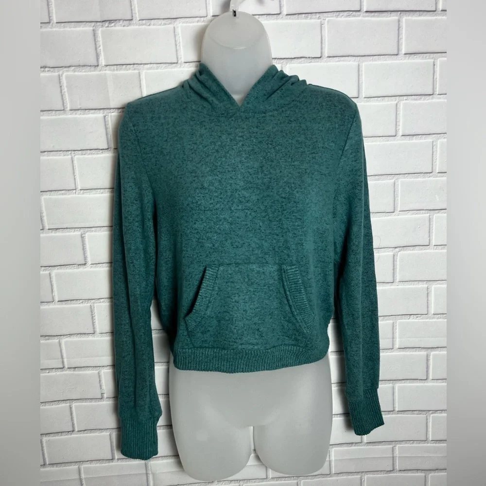 No Boundaries Women’s Green 2-Piece Hoodie & Flare Pants Set casual comfort/M